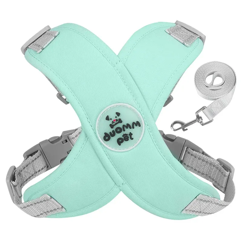 Breathable Mesh Dog Harness Vest with Reflective Leash Set for Small to Medium Dogs and Cats
